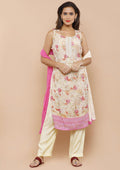 Cream and Pink Georgette Salwar Suit