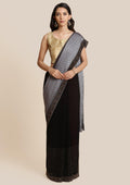 Light Grey Swarovski Georgette Designer Saree