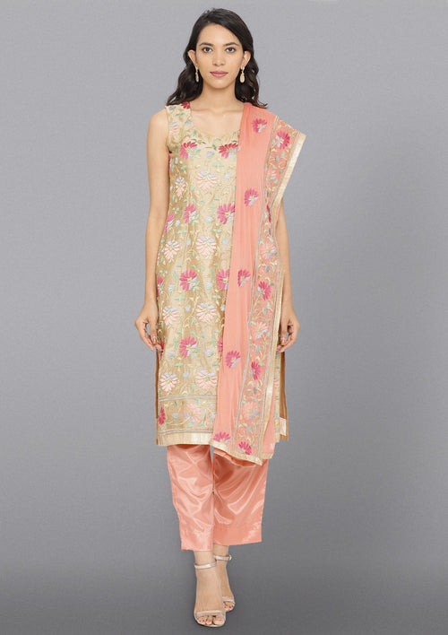 Gold Threadwork Chanderi Salwar Suit
