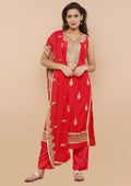 Red Chanderi Silk Salwar Suit