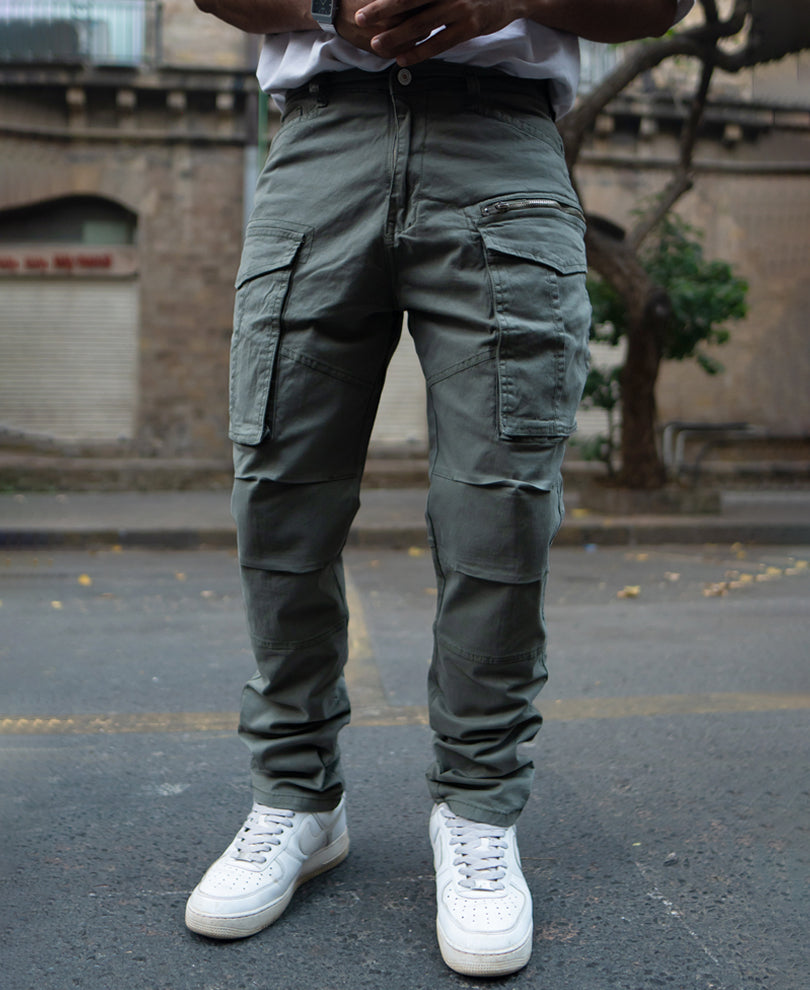 Olive Regular Fit Cargo Pant 100% Cotton