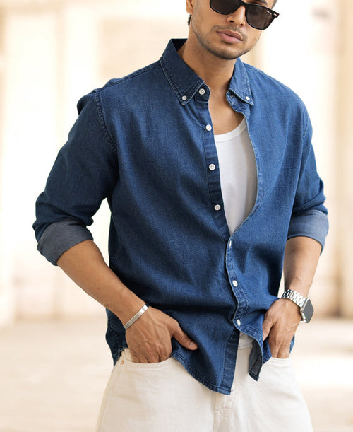 Blue Denim Shirt 100% Cotton