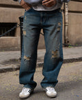Vintage Blue Distressed Jeans 100% Cotton