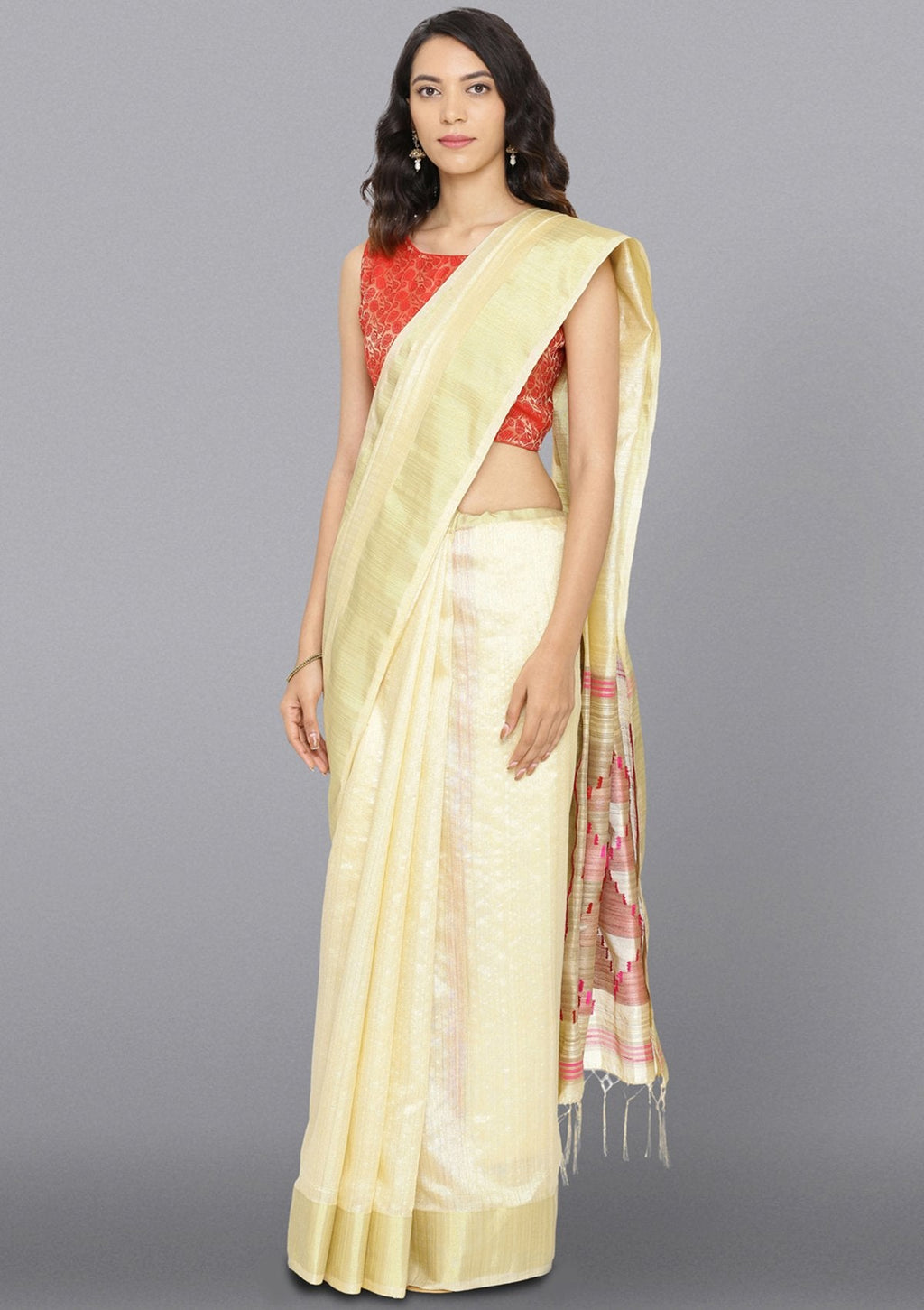 Multi  Color Zariwork Art Silk Saree