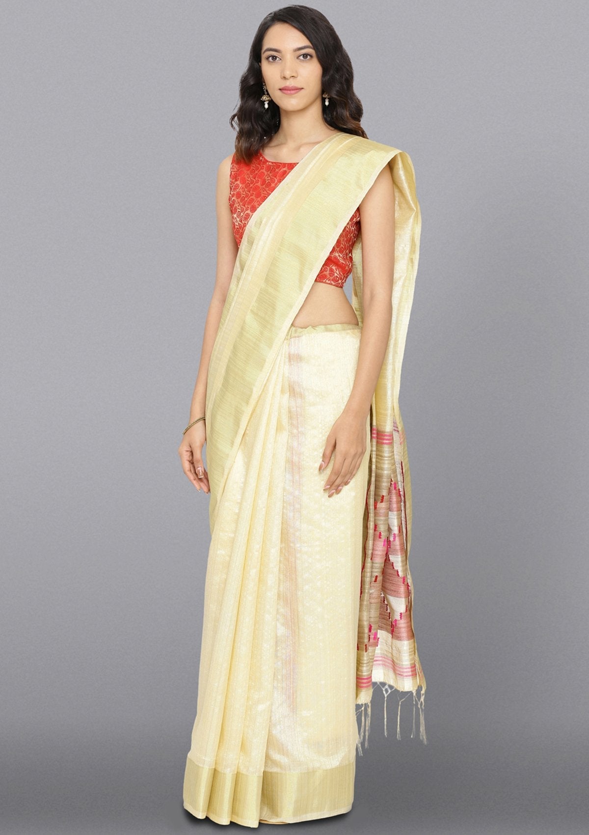Multi  Color Zariwork Art Silk Saree