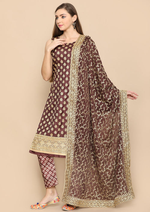 brown and gold salwar suit