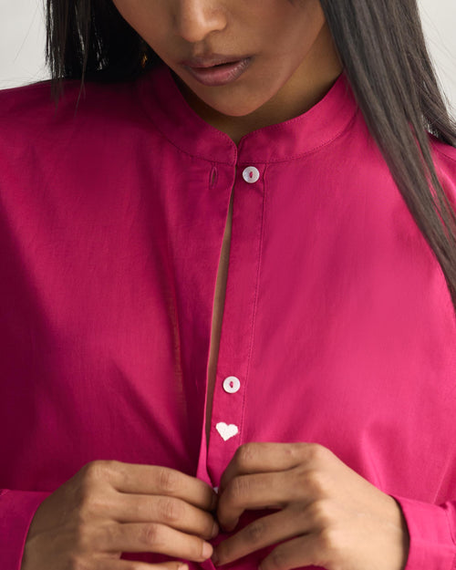 Basic Long Length Kurta - Berry