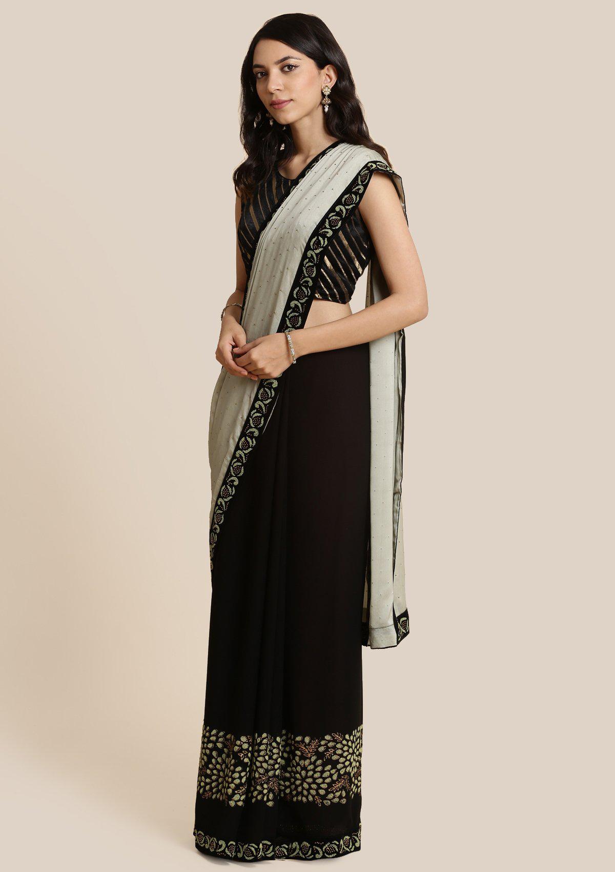 Pista Green Swarovski Georgette Designer Saree