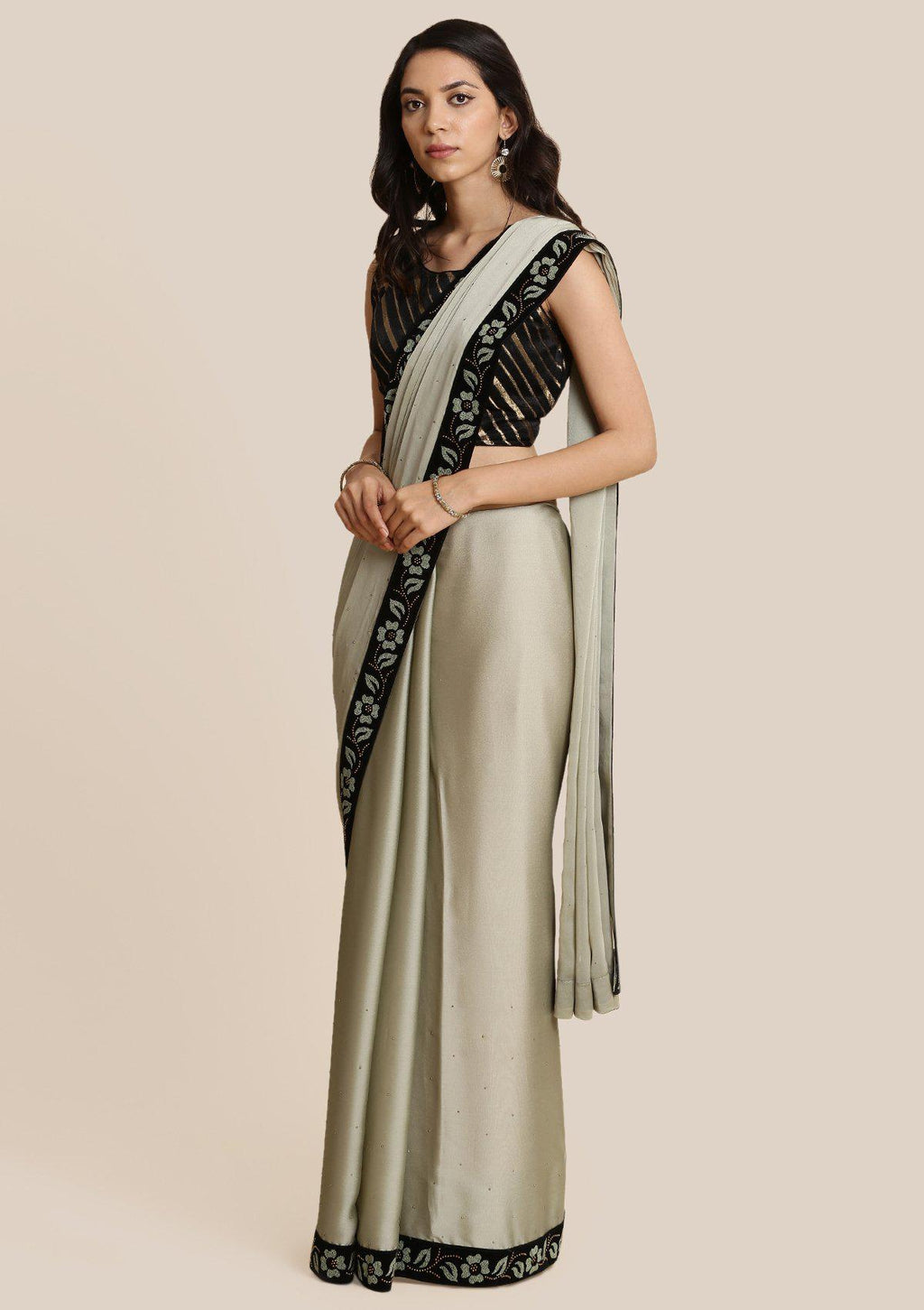 Pista Green Swarovski Georgette Designer Saree