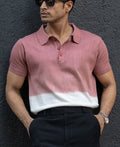 Brick Ombre Knit Polo T-Shirt 100% Cotton