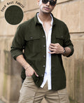 Olive Corduroy Shirt With Pockets 100% Cotton