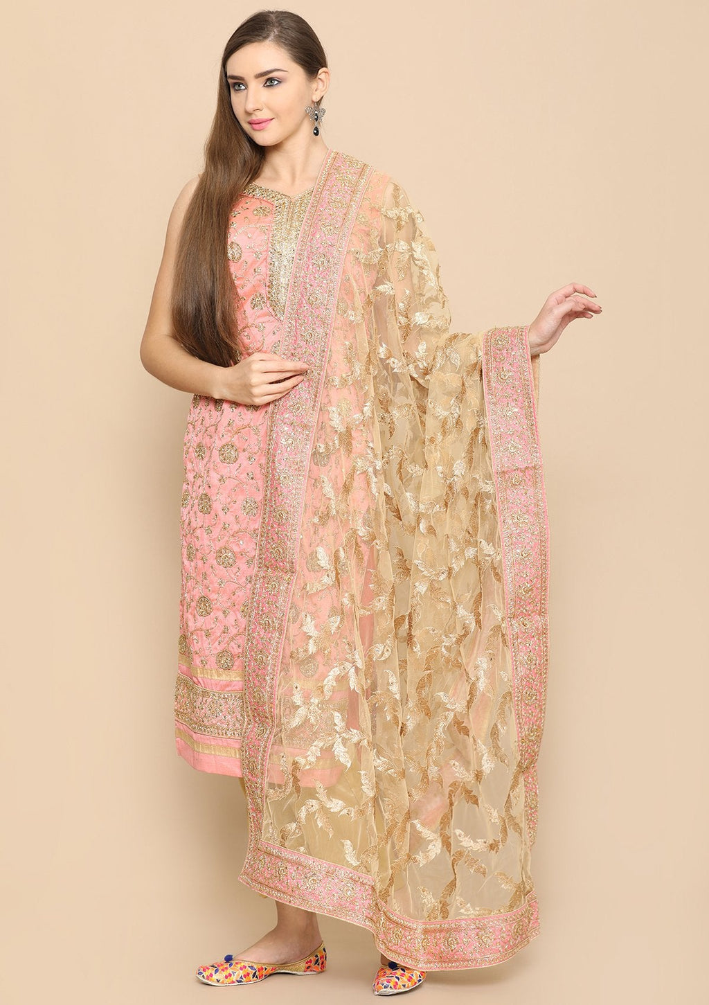 Pink and Gold Kurta Set