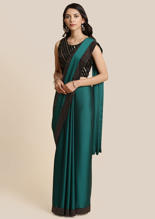 Bottle Green Swarovski Georgette Designer Saree
