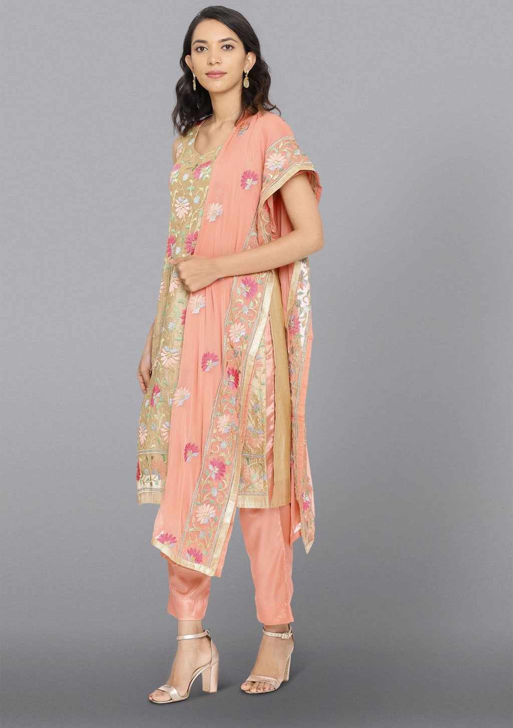 Gold Threadwork Chanderi Salwar Suit
