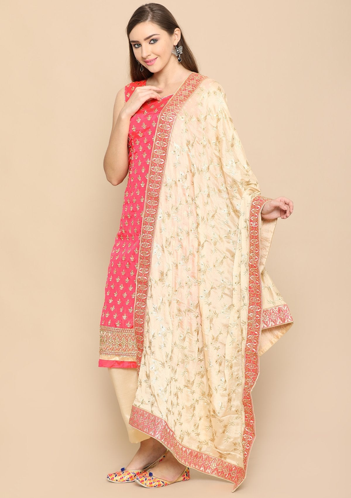 pink and beige salwar suit