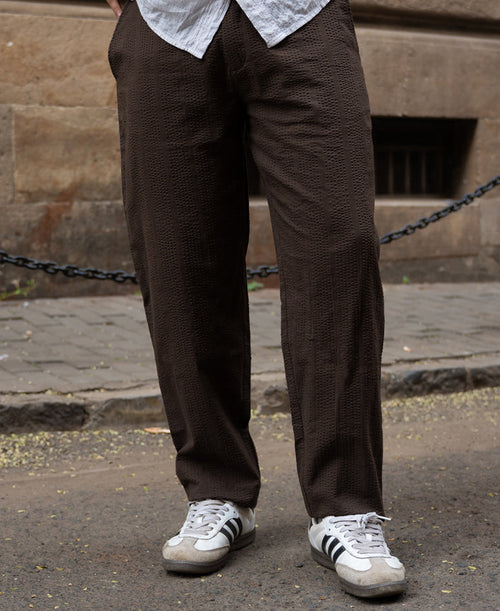 Brown Seersucker Pant 100% Cotton