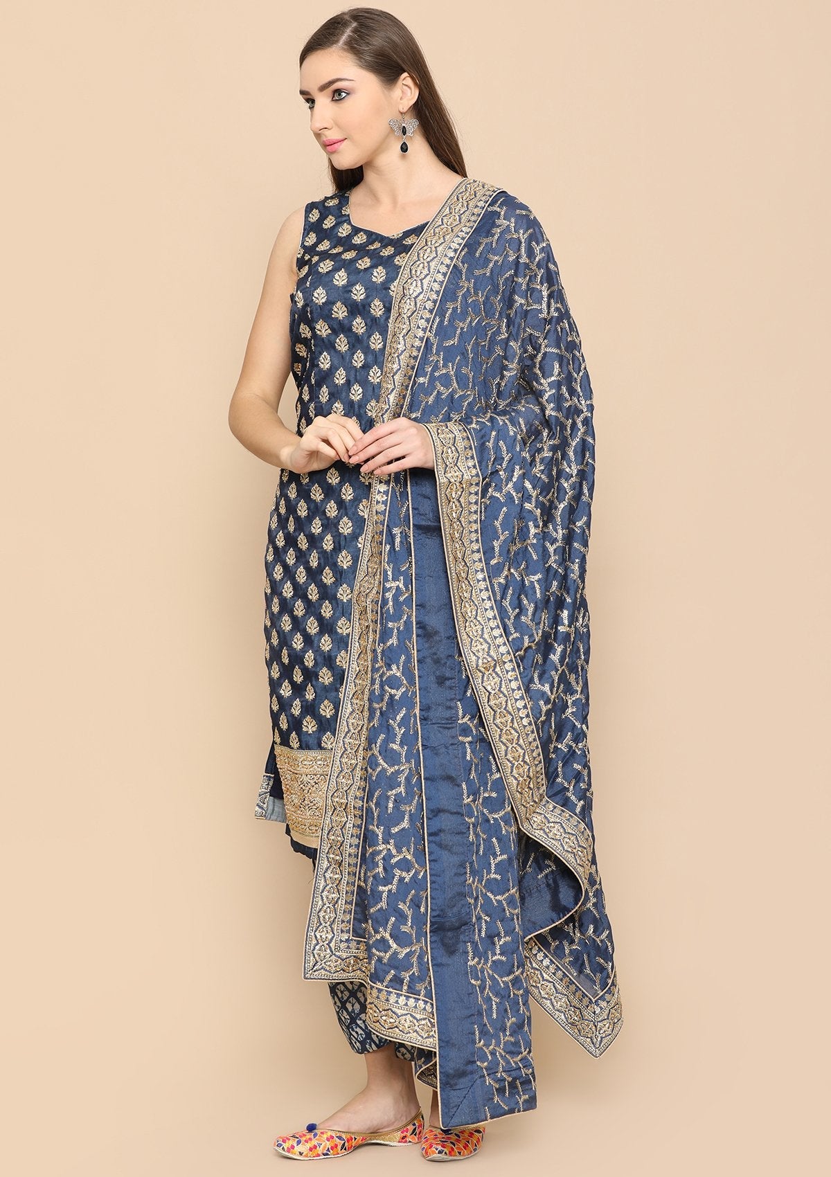 royal blue and gold salwar suit
