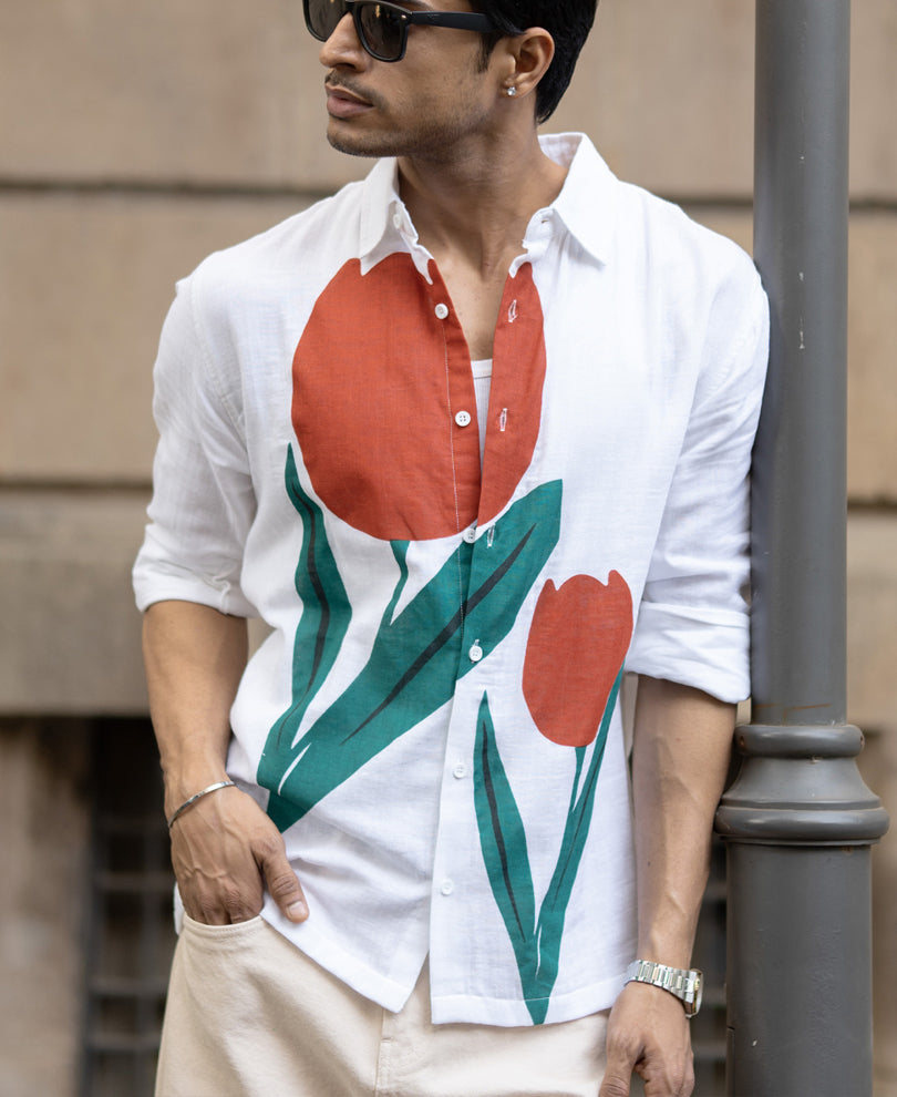 Tulip Print Lightweight Shirt 100% Cotton