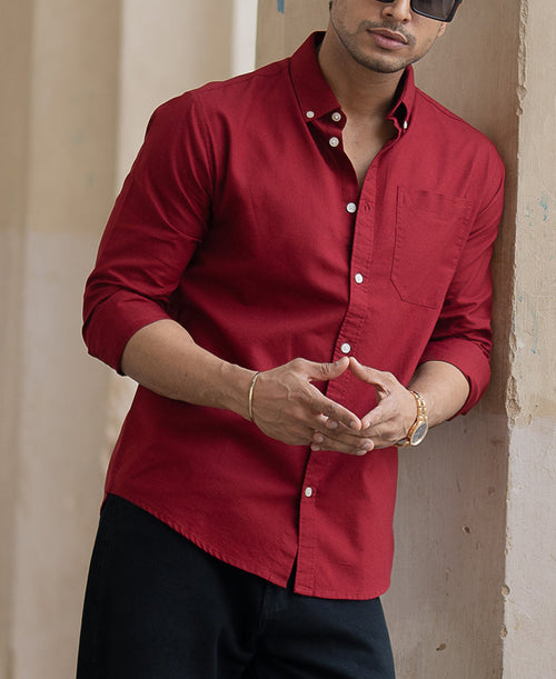 Brick Red Oxford Shirt 100% Cotton
