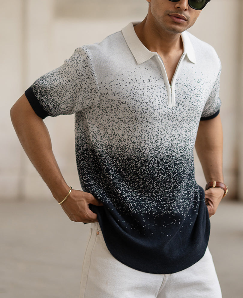 Ombre Jacquard Polo T-Shirt 100% Cotton