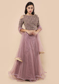Lavender Pearl Studded Silk Readymade Lehenga