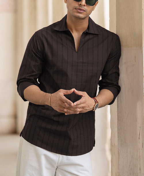 Dark Grey Structured Regular Fit Shirt 100% Cotton