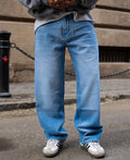 Mid Blue Washed Baggy Fit Jeans 100% Cotton