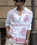 White Kalakar Print Shirt 100% Cotton