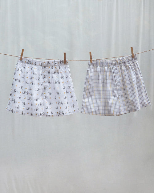 Going Bananas Boxers (Set of 2) - Grey & Yellow