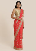 Red Zariwork Chiffon Designer Saree