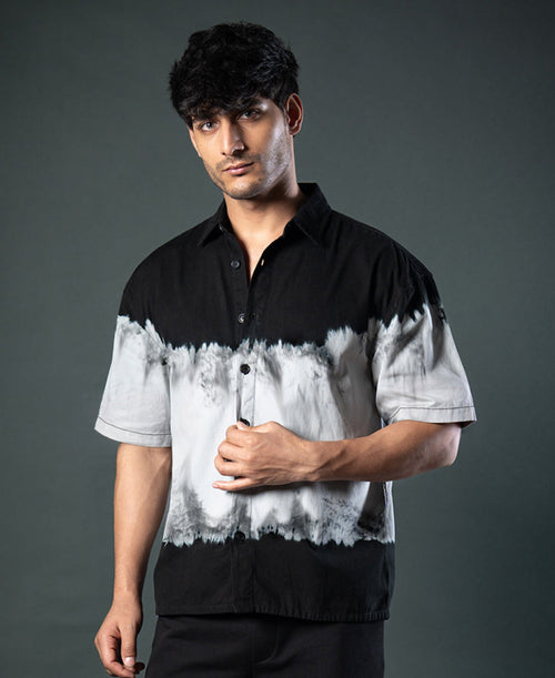 Black Tie-Dye Boxy Shirt 100% Cotton