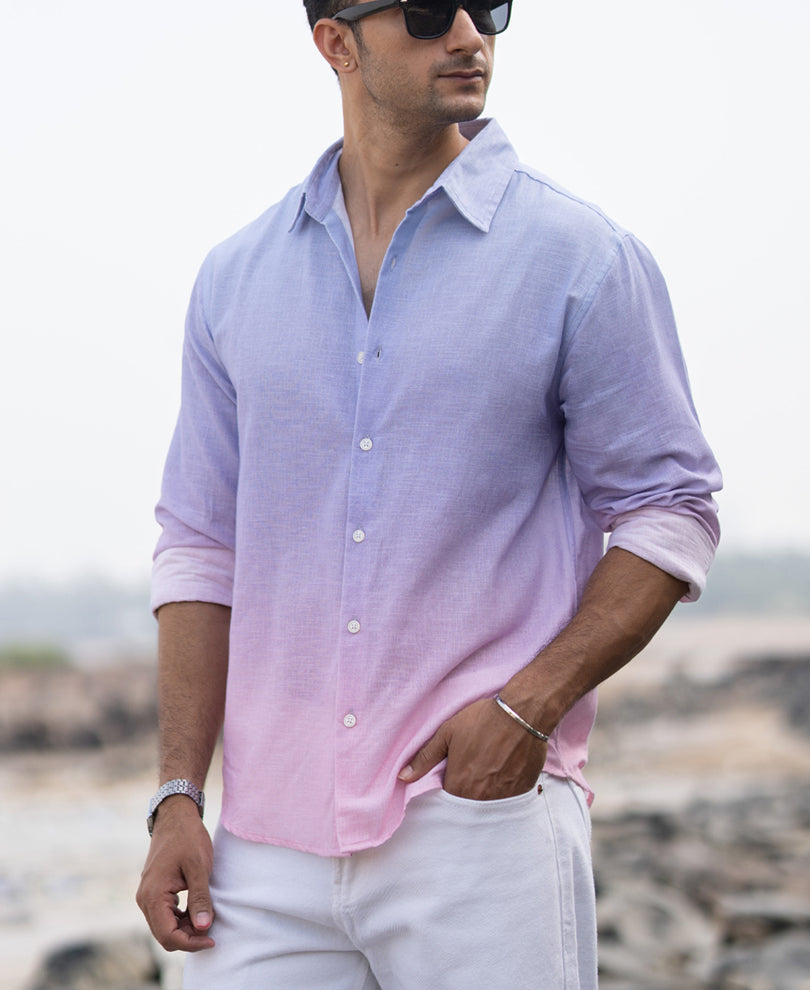 Lilac Ombre Print Shirt 100% Cotton