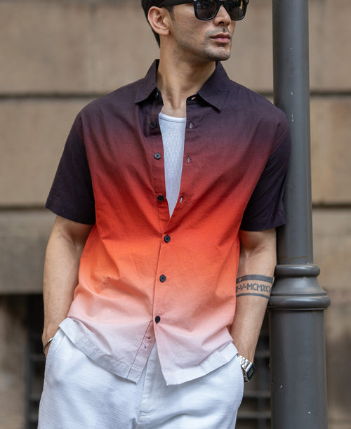 Dark Brick Ombre Shirt 100% Cotton