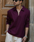 Wine Lightweight Structured Kurta Shirt 100% Cotton