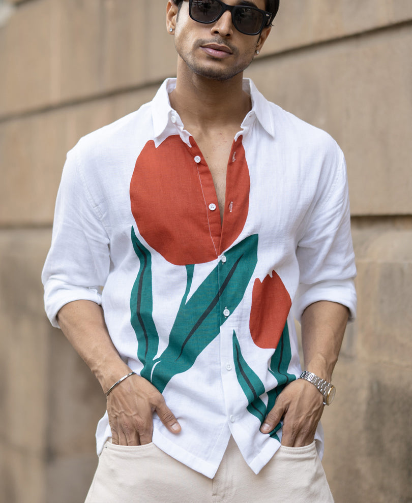 Tulip Print Lightweight Shirt 100% Cotton