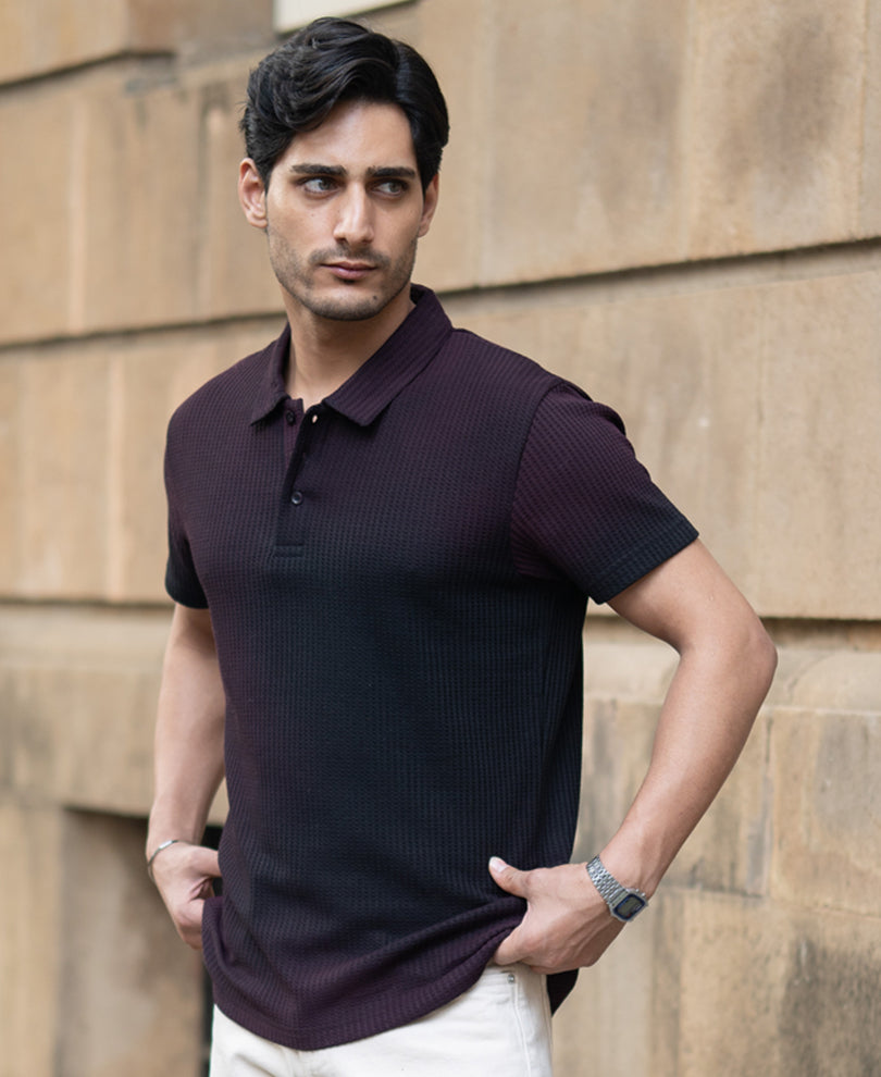 Wine Sprayed Structure T-Shirt