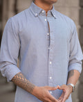 Navy Micro Check Lightweight Shirt 100% Cotton