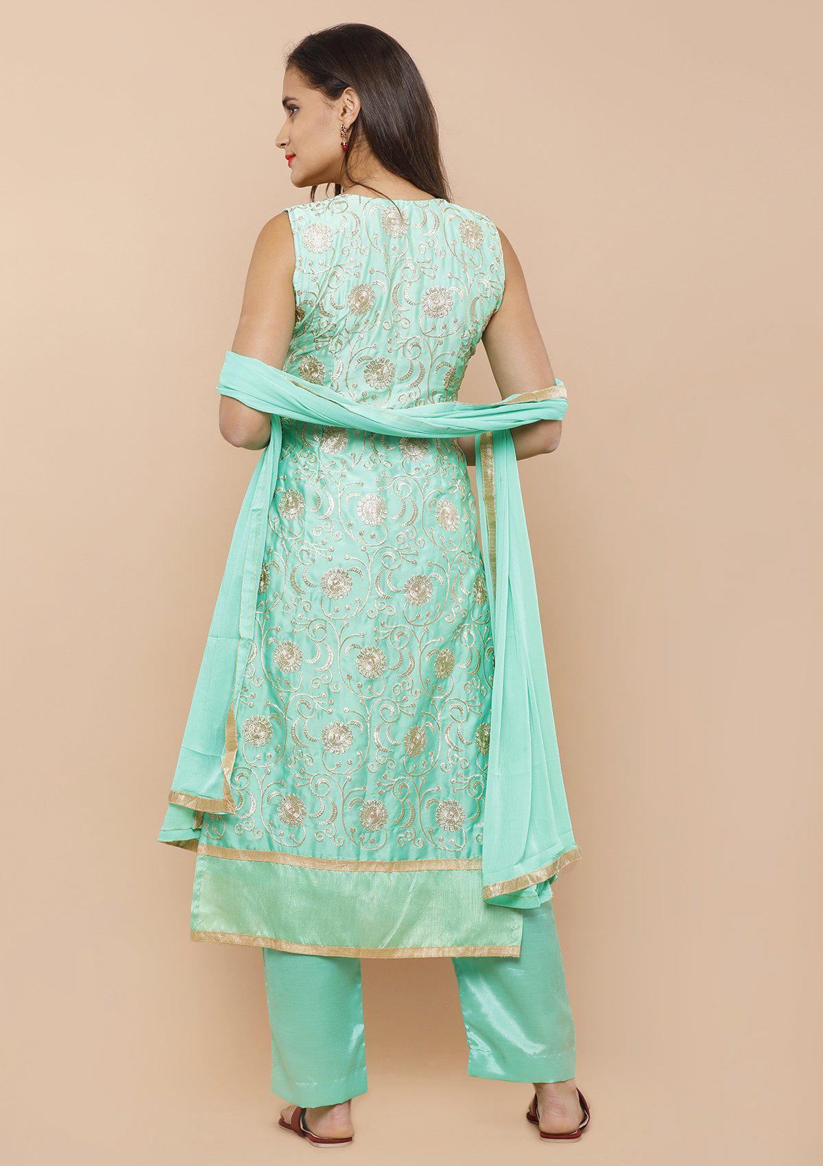 Fern Green Zari Salwar Suit