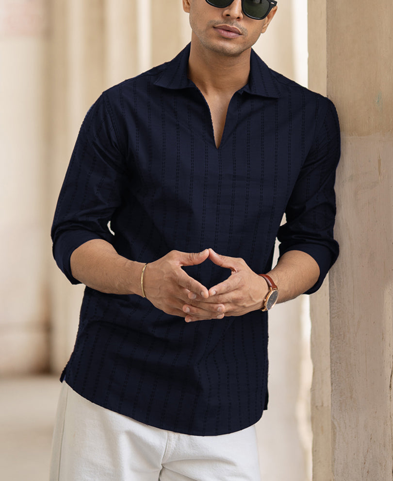 Navy Blue Full Sleeves Shirt 100% Cotton