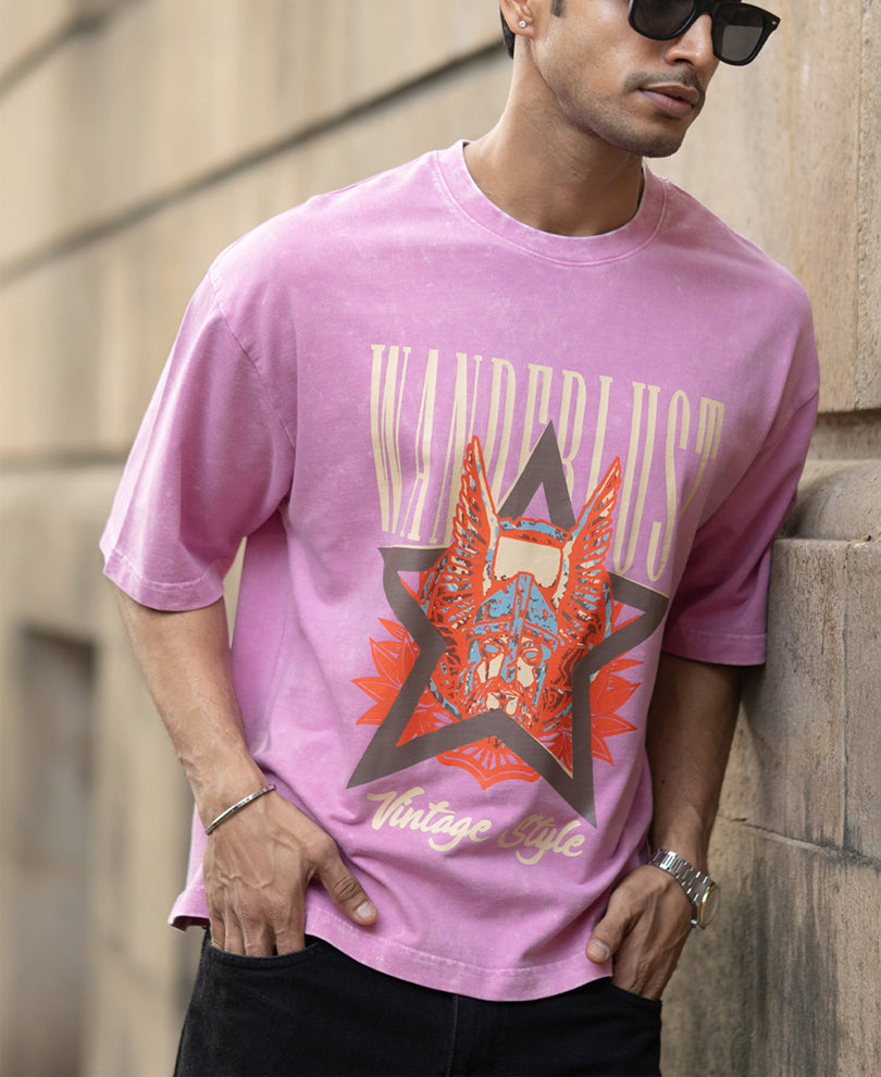 Light Pink Washed Graphic T-Shirt 100% Cotton