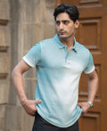 Aqua Blue Sprayed Polo T-Shirt