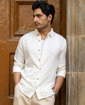 Off White Jacquard Shirt 100% Cotton