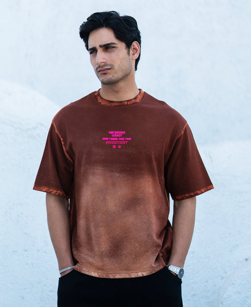 Brown Sprayed Graphic T-Shirt 100% Cotton