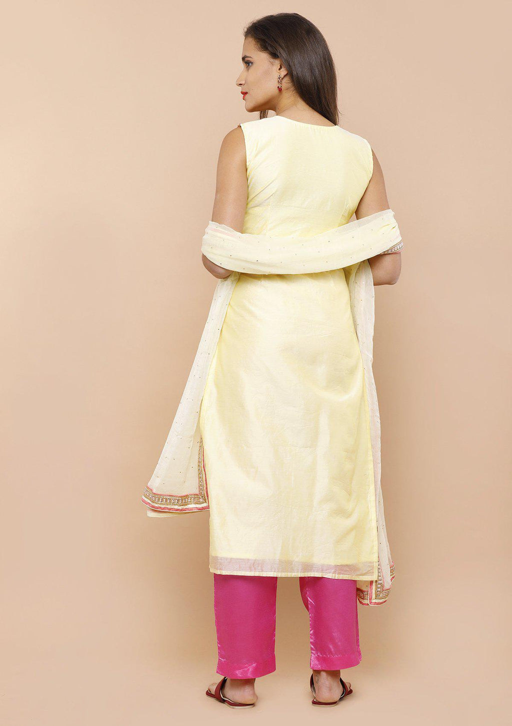 Yellow and Pink Floral Salwar Suit