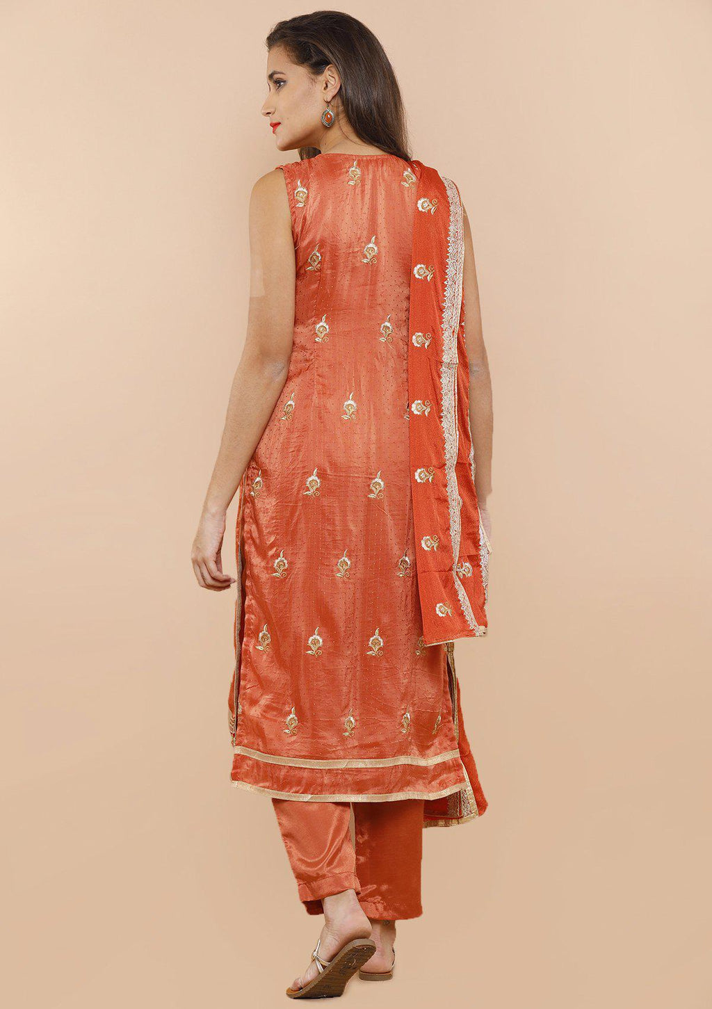 Orange Stone Work Salwar Suit