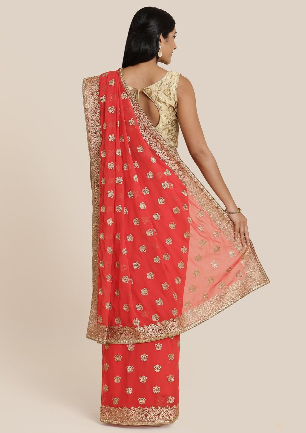 Red Zariwork Chiffon Designer Saree