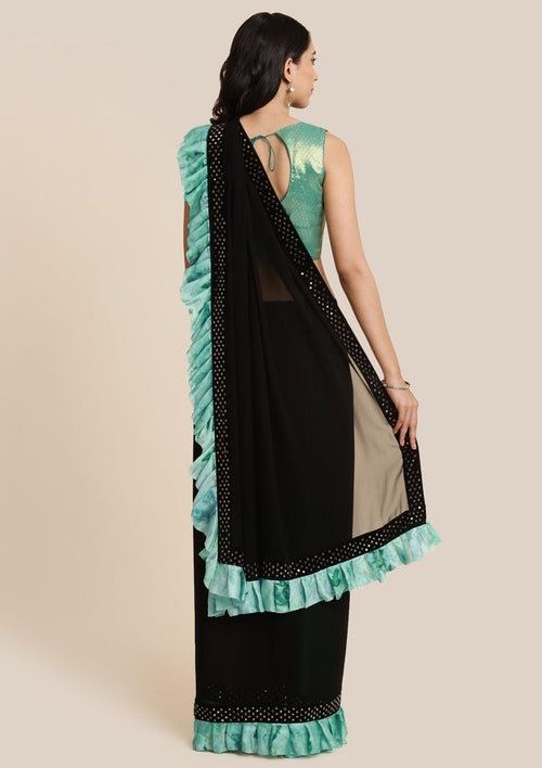 Black Swarovski Chiffon Designer Saree