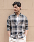 Olive & Black Structured Checks Shirt 100% Cotton