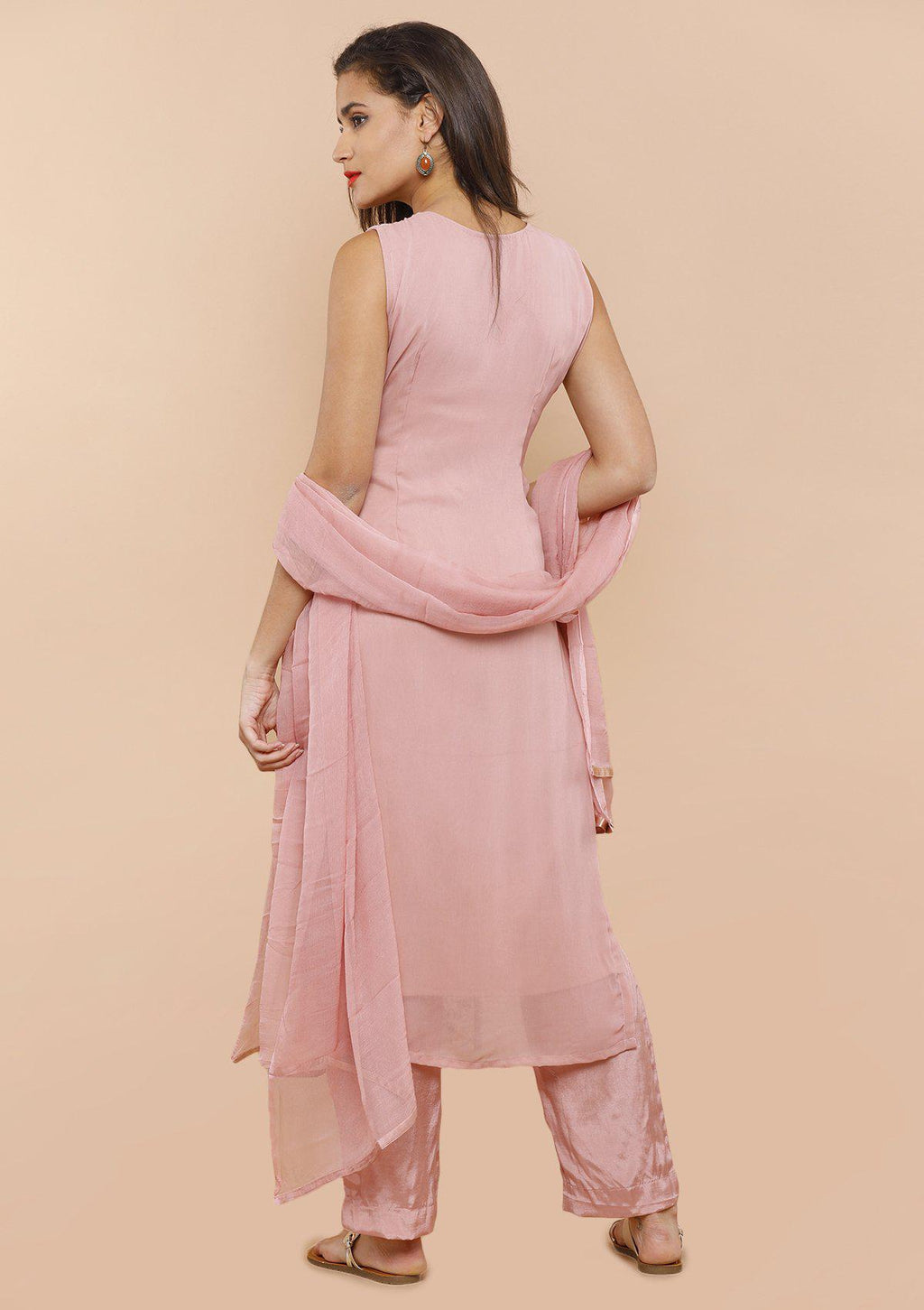 Koskii dusty rose floral salwar suit