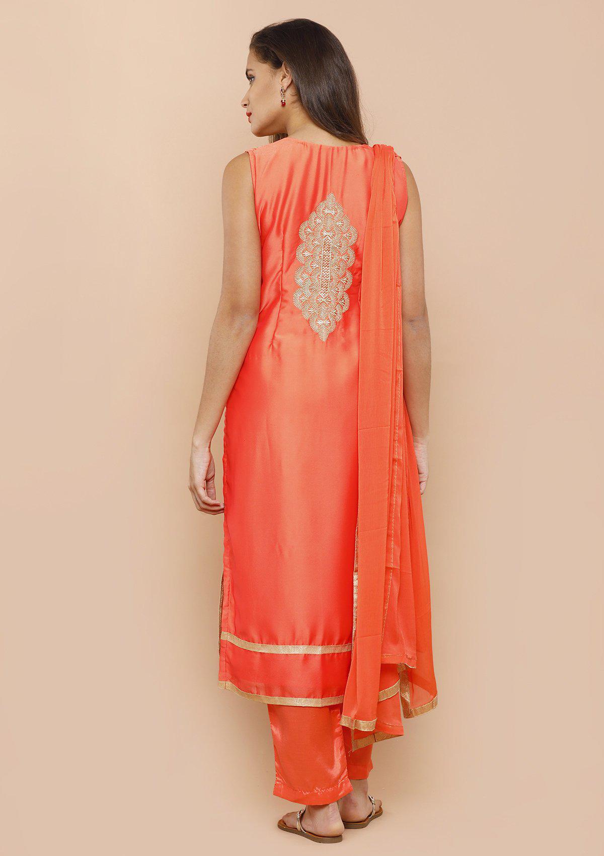 Orange Zari Work Salwar Suit